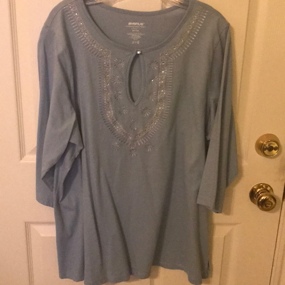 Light blue top. Plus size.